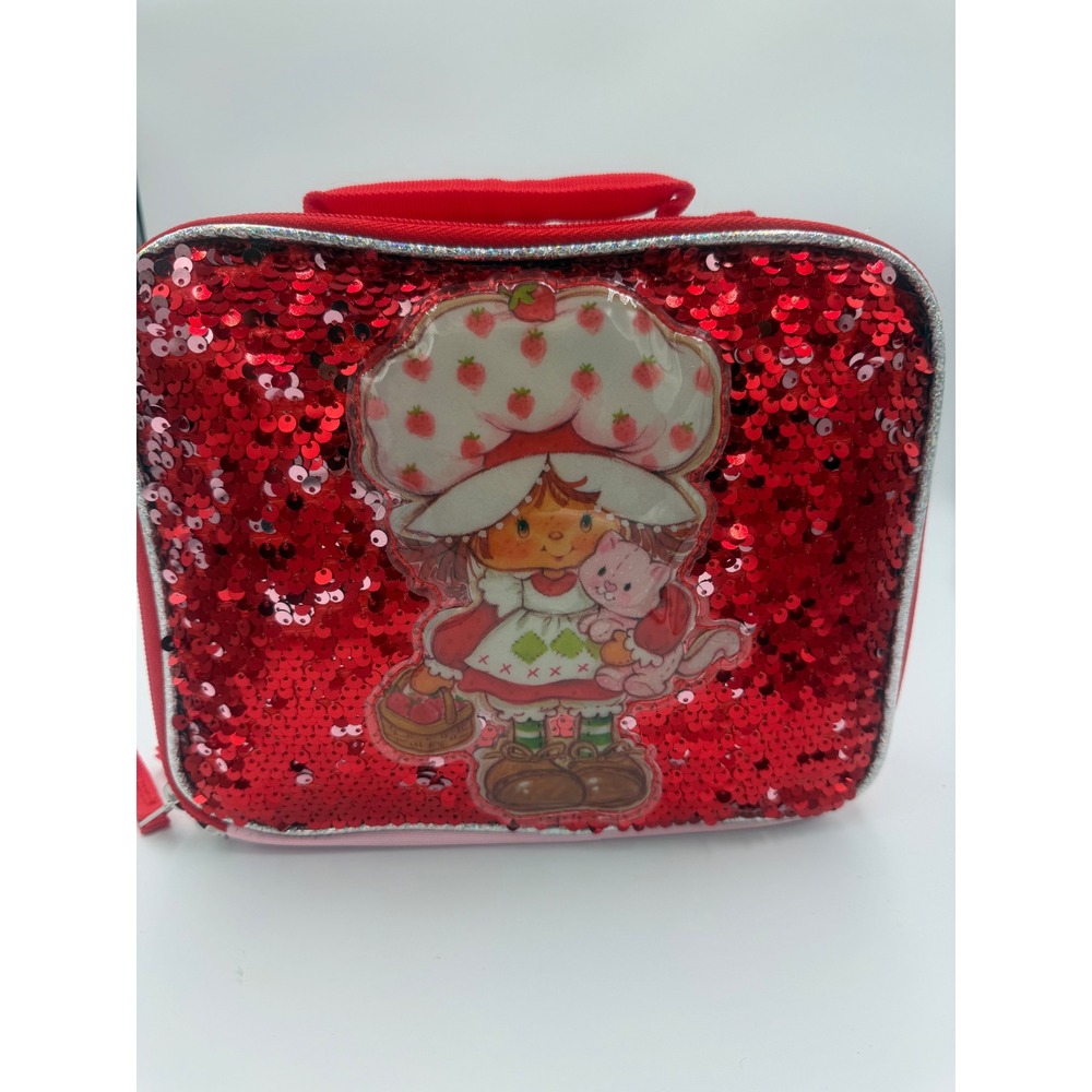 Strawberry Shortcake Sequin Lunch Box Insulated Red Pink Retro Y2K Style Kids